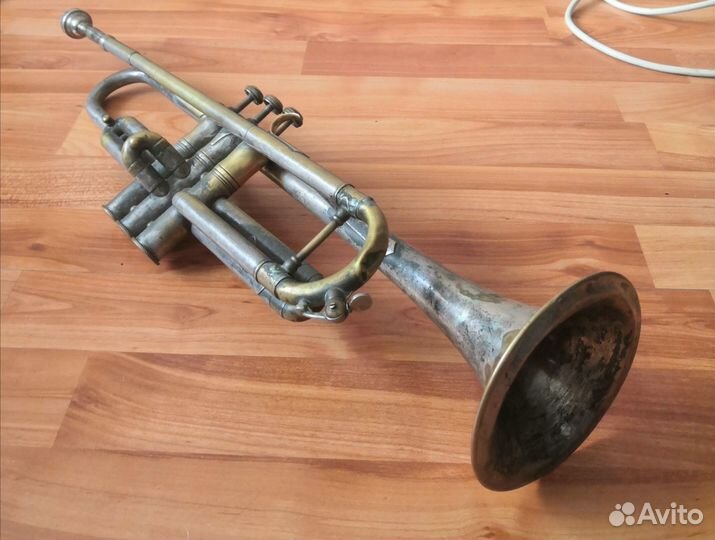 Музыкальн,духовая, военная труба, раритет, рабоч