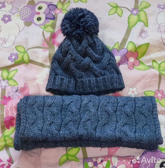 Шапка и шарф снуд оч теплые