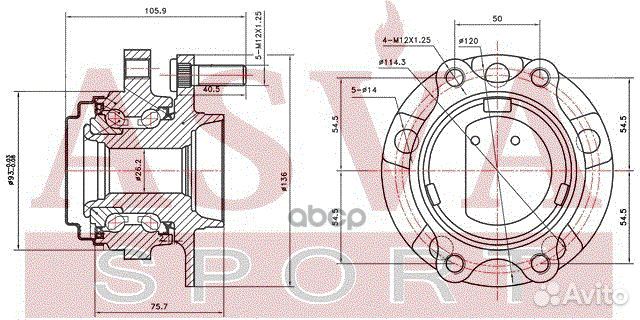 Ступица передняя nswh-V36MF asva