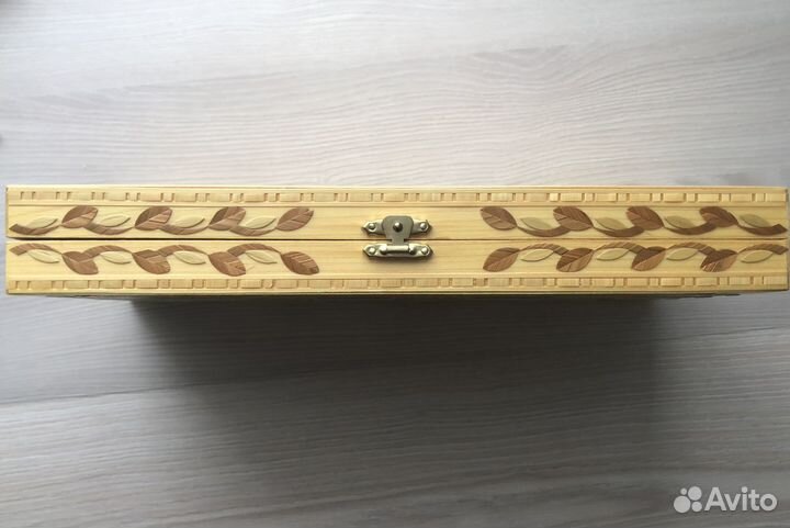 Шахматы обиходные, инкрустированные соломкой