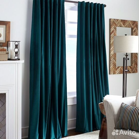 Шторы из бархата изумрудные