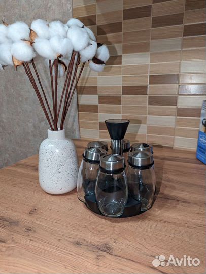 Набор для специй на подставке из нержавеющей стали