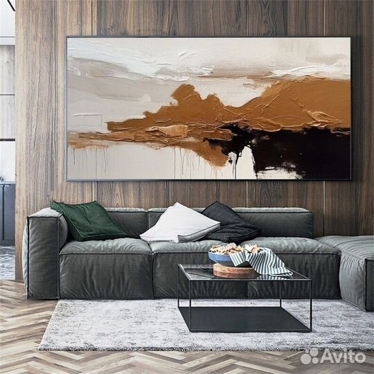 Интерьерная картина коричневая абстракция Подборка