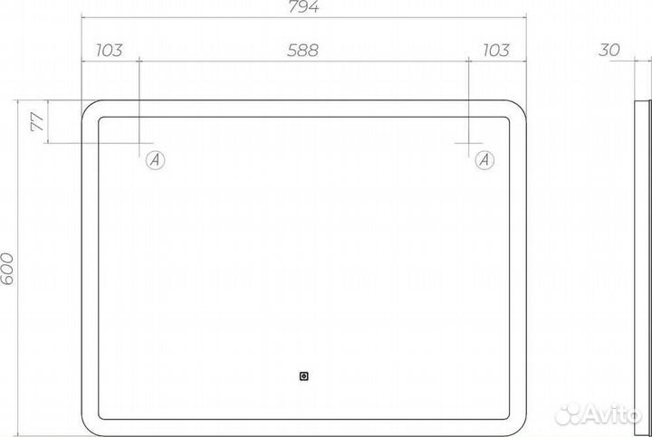 Зеркало с подсветкой с сенсорным выключателем