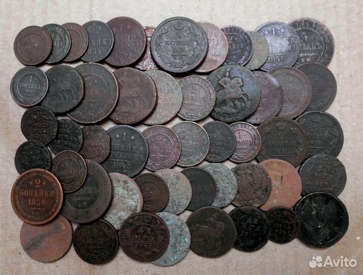 Старинные медные монеты 50 штук (лот-40 )