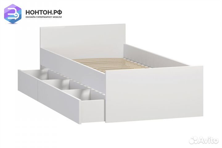 Кровать односпальная Орион белая с ящиками