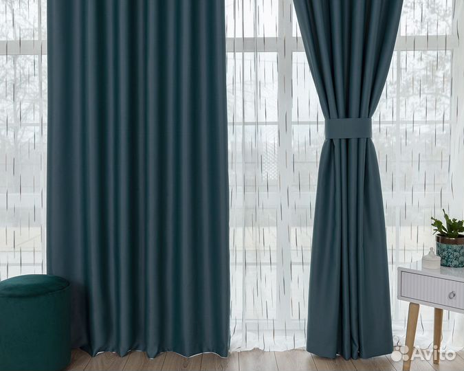 Комплект штор блэкаут Амадео Морская волна