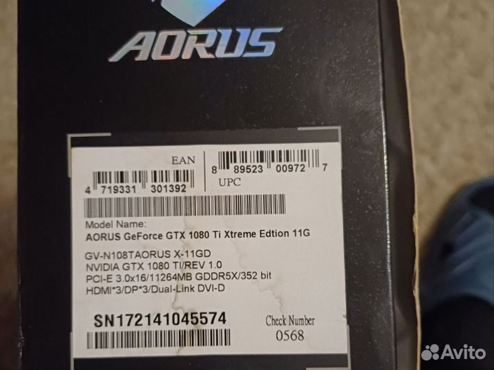 Видеокарта Gigabyte aorus gtx 1080 ti 11gb