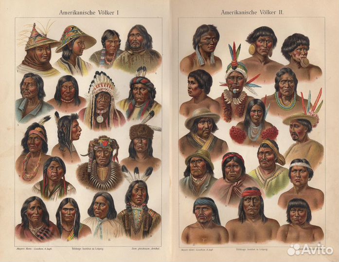 Литография. Нации. Африка. Америка. Австралия