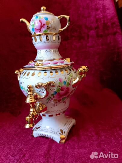 Самовар розовая гжель фарфор