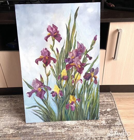 Картина маслом «Ирисы» 60х40