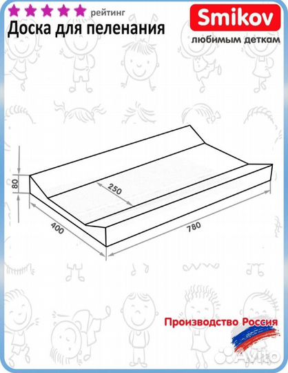 Пеленальная доска на комод, кроватку