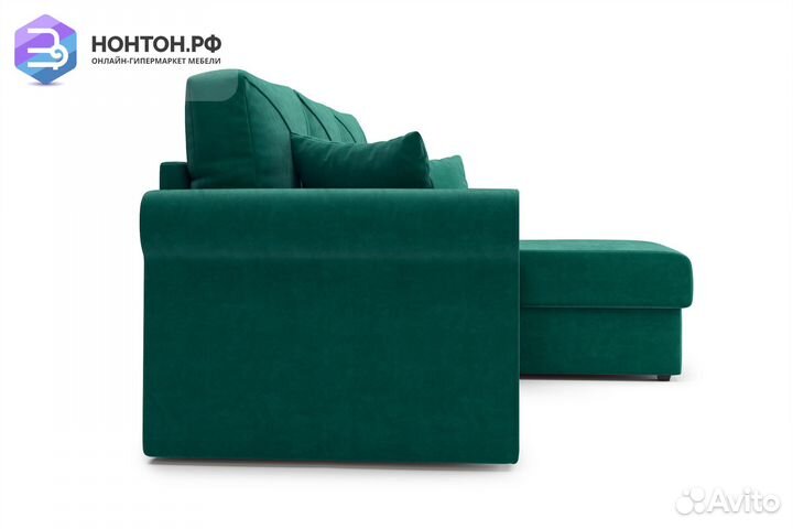 Диван угловой дельфин Лира изумрудный