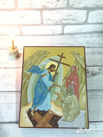 Рукописная икона Воскресение Господне