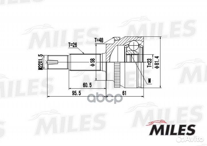 ШРУС miles GA20474 ШРУС toyota corolla 1.4/1.6