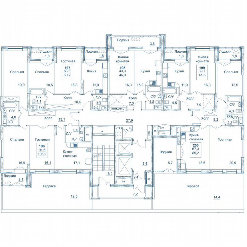 2-к. квартира, 89,2 м², 2/23 эт.