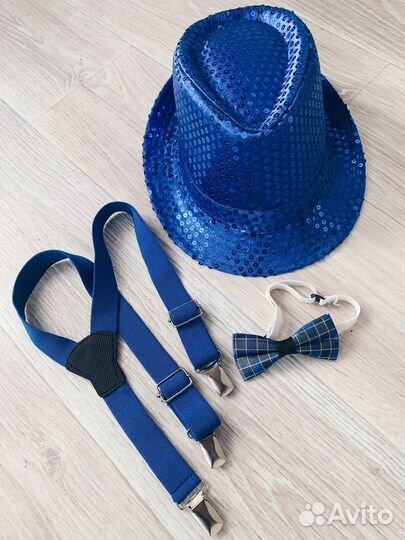 Шляпа стиляги, бабочка, подтяжки