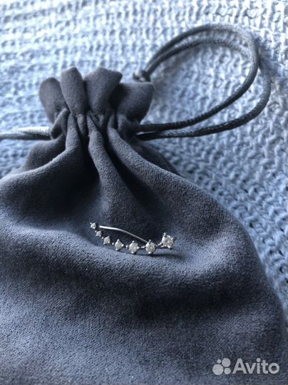 Серебряные серьги,кольцо,серьга каффа