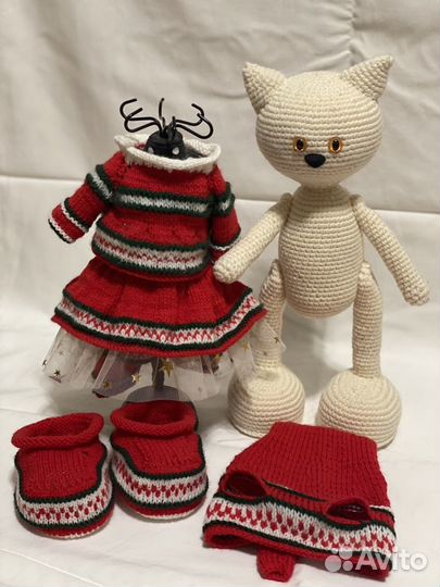 Игрушка кошка handmade вязание