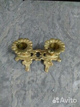 Подсвечник двухрожковый бронза