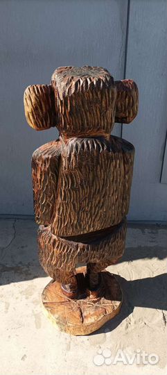 Фигуры садовые из дерева Медведь, Обезьяна, Орёл