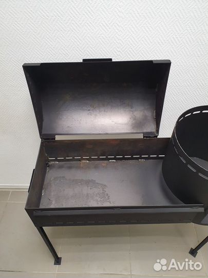 Мангал с крышкой барбекю и печкой под казан