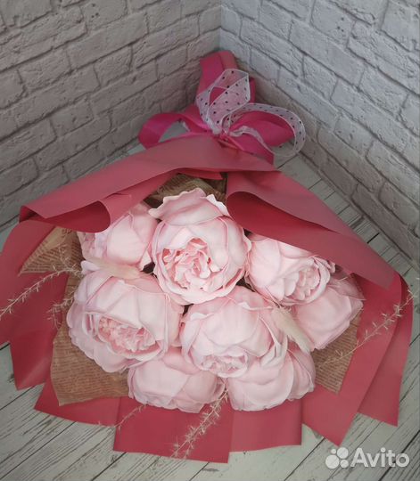 Букет из мыльных цветов,пионы,цветы