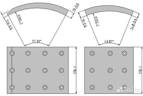 Накладки тормозные 19467 std с заклёпками