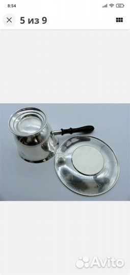 Английский серебряный соусник с блюдцем