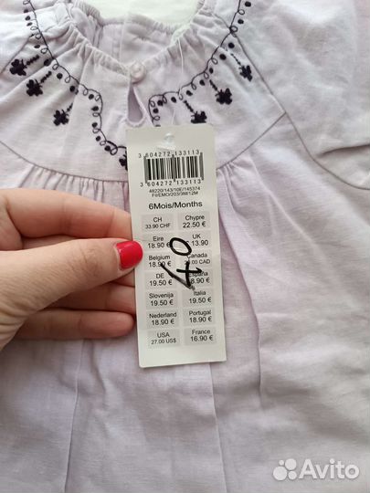 Льняное платье для девочки 68см