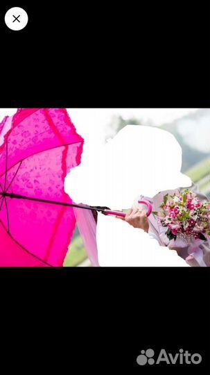 Зонт-трость ярко-розовый