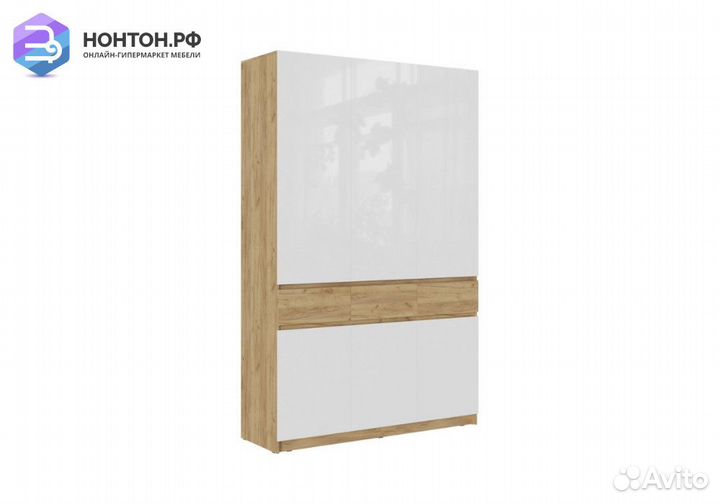 Шкаф 3-створчатый Бостон белый глянец / дуб крафт