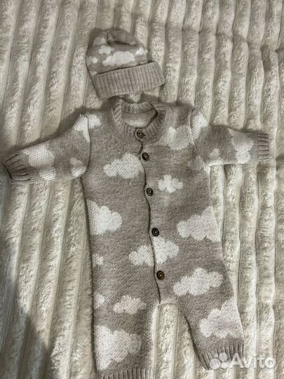 Вязаный комбинезон для новорожденных 56-62