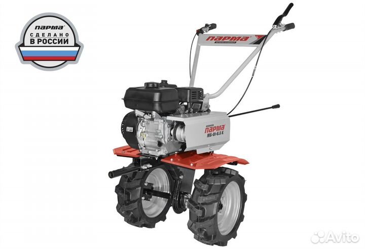Мотоблок парма 6,5лс с широкими литыми колесами