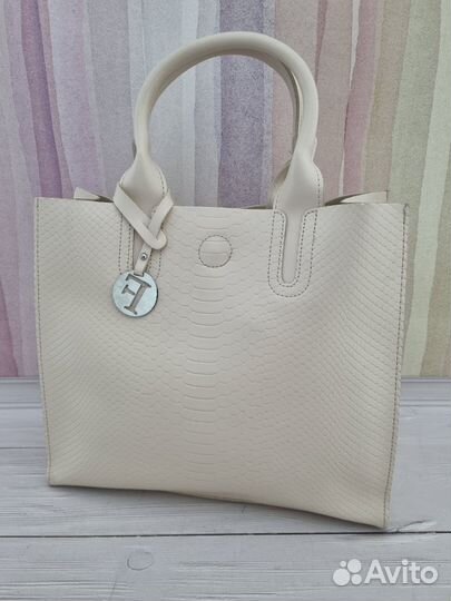 Сумка женская кожаная шопер под змею