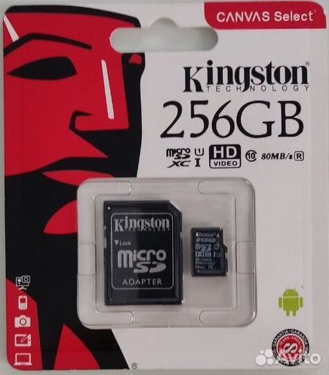 Карта памяти micro sd 256 с адаптером