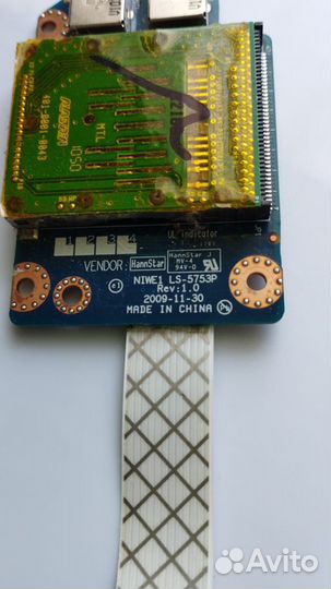 Плата картридер, аудио ноутбука Lenovo G565, G560