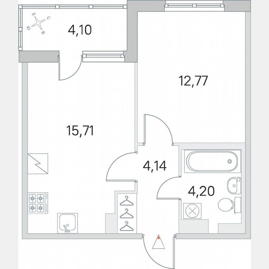 1-к. квартира, 38,9 м², 3/5 эт.