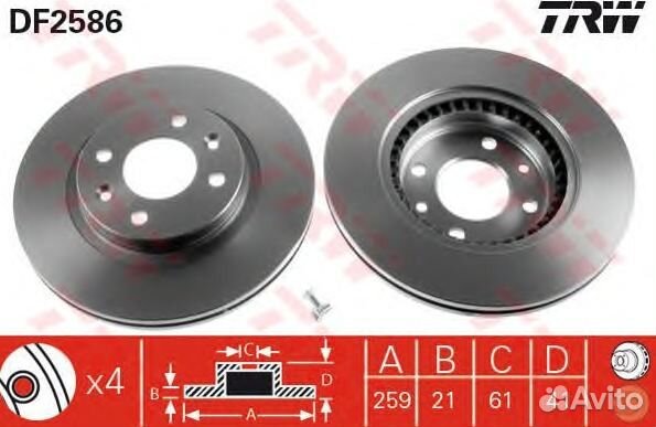 Диск тормозной передн nissan kubistar 03- renault 19 I 89-92 19 I Cabriolet 91-92 19 I Chamade 89-92