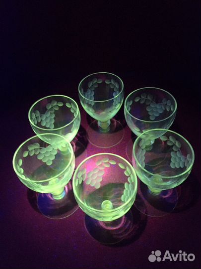 Рюмки старинные 1920-е годы с рисунком 6 шт