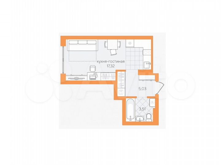 Квартира-студия, 25,9 м², 3/4 эт.