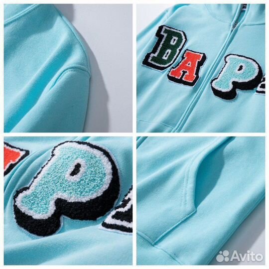 Зип худи Bape full blue синее