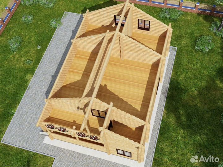 Сруб дома из бревна