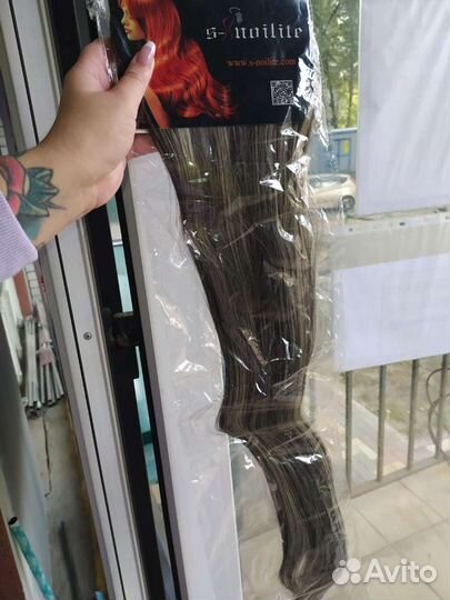 Волосы мелирование 65-70 см чёрно-белые