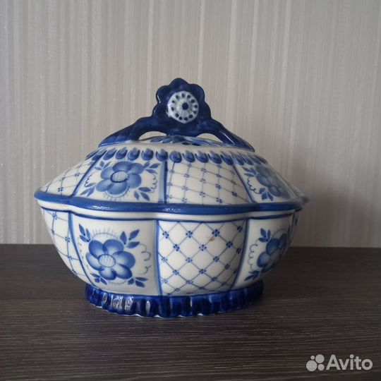 Гжель конфетница, сахарница