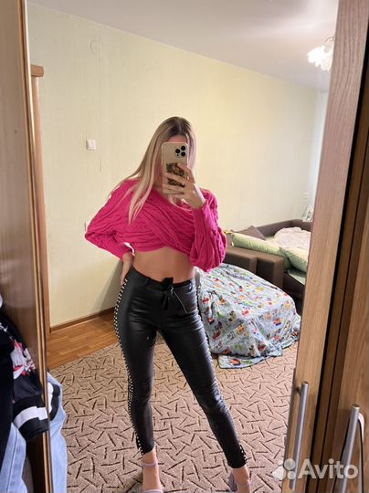 Леггинсы брюки кожаные женские 40 42 размер