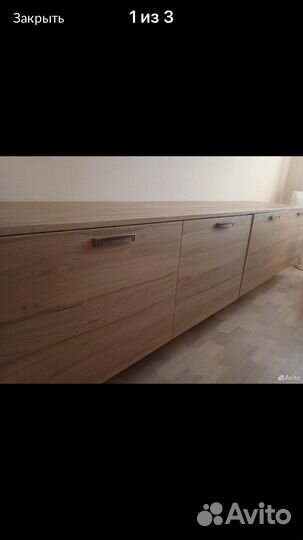 Широкая тумба с подсветкой + шкафчик