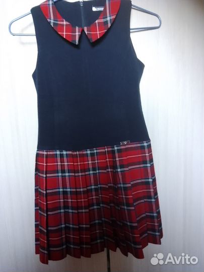 Школьный сарафан с галстуком (шотландка) рост 134