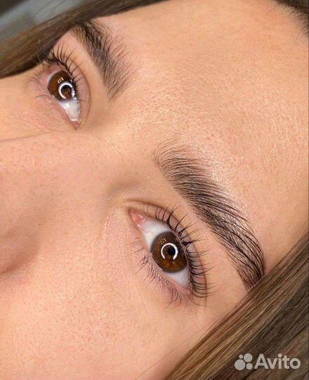 Ламинирование Стрейчинг ресниц Брови