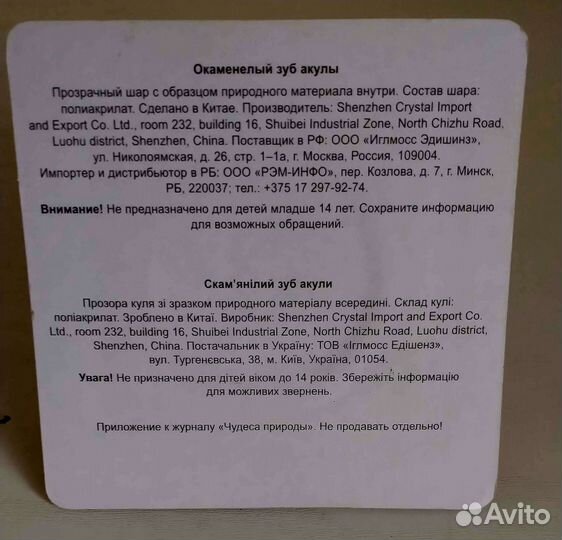 Окаменелый зуб акулы